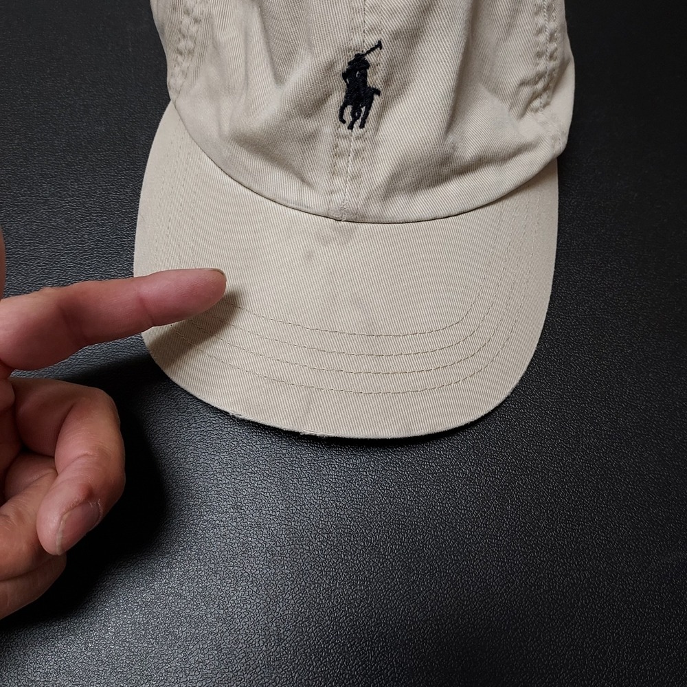 Vintage Polo Ralph Lauren Hat Mens OSFA Grunge Distressed Beige Strapback 90s - Picture 2 of 7